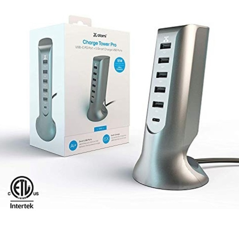 Atomi Charge Tower Pro USB Desktop Charging Station w/Ai Rapid Charge Technology